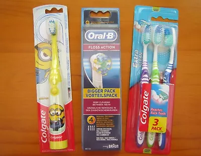 Colgate Minions Soft Battery Brush + 3 Floss Oral-B Heads + 3 Med Manual Brushes • £6.99