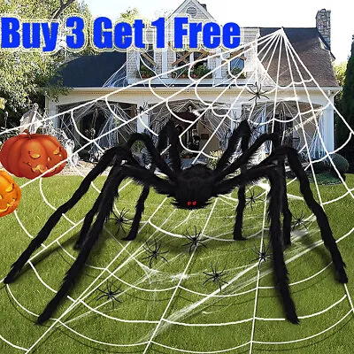 Large Giant Spider Web Horror Stretch Cobweb Party Outdoor Yard Halloween Decor • £6.58