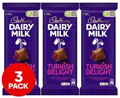 3 X Cadbury Dairy Milk Turkish Delight 180g-FREE DELIVERY • $23.03