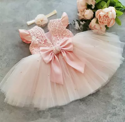 Baby Girl 1st Birthday Outfit Lace Wedding Flower Girl Cakesmash Photoshoot • $39.99