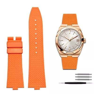 $145 • Buy Orange Rubber Strap For Vacheron Constantin Overseas Quick-Release System 24x7mm
