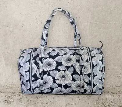 VERA BRADLEY Travel Duffel Bag Camellia LARGE 21  Black White Floral 💕 • $39.99