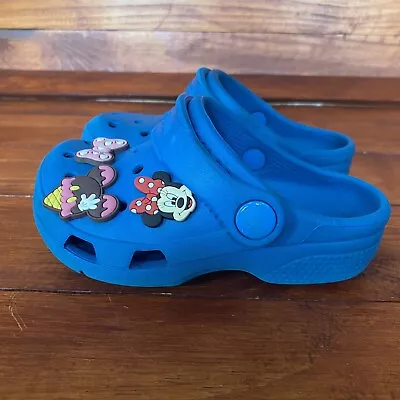 Crocs Toddlers Slip On Shoes Dark Blue Size C8 With Minnie Mouse Jibbitz Girls • $19.95