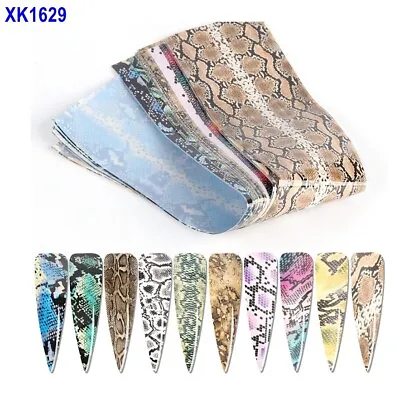 Snake Skin Leopard Tiger Print Animal Nail Foil Transfer Sticker 10pcs 20X4cm   • $2.68