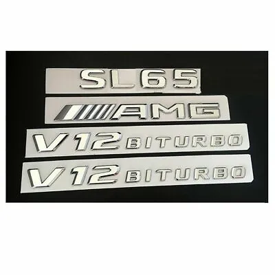 Chrome SL65 AMG V12 BITURBO Trunk Fender Badges Emblems Emblem For Mercedes Benz • $28.99