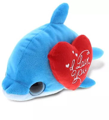 DolliBu I LOVE YOU Plush Blue Dolphin – Cute Stuffed Animal With Heart – 6 Inch • $15.53