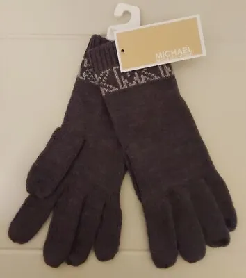 Michael Kors 539337C Womens OneSize Gray MK Logo Knit Acrylic Gloves Fall 2022  • $14.99