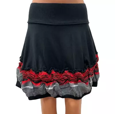 MARITHE + FRANCOIS GIRBAUD Size M / L 100% WOOL Knitted SKirt Black Grey Red • $95.70