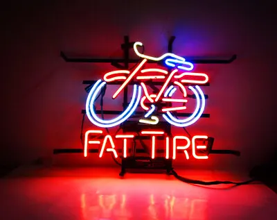 17  Fat Tire Bike Red Vintage Style Bar Workshop Room Wall Decor Neon Light Sign • $120.65