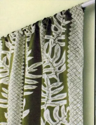 Hawaiian Tropical 1 Panel Window Treatment Curtain Drape Floral Sage Green Lawai • $28.97