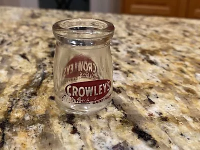 Vintage Individual Glass Mini Dairy Creamer Crowley's Dairy Binghamton NY • $12