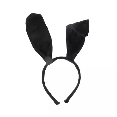 Black Bendable Long Bunny Rabbit Ears Alice Hair Headband Animal Fancy Dress • £4.85