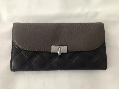 $49 • Buy Marc Jacobs Charcoal  Grey Quilted Women  Wallet, Credit Cards, Coins