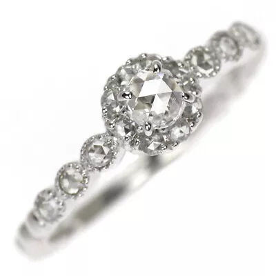 K18WG Rose Cut Diamond Ring 0.15ct D0.21ct - Auth Free Shipping From Japan- Auth • $1479.19