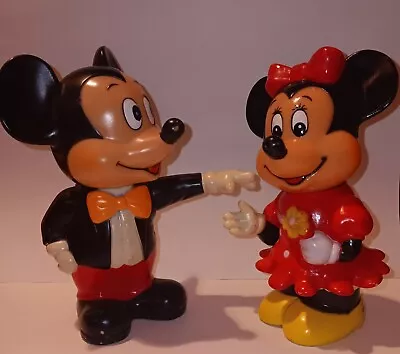 Vintage Mickey & Minnie Mouse Piggy Coin Banks Walt Disney Productions KOREA • $9.99