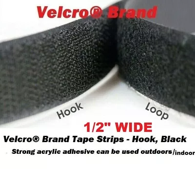 1/2  Wide Velcro ® ACRYLIC Self Adhesive Tape Strips Hook And Loop Black 1/2   • $8.49