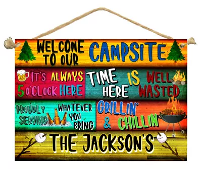 Camping Personalised Wooden Sign Plaque Country Beer BarGARAGEShed Home Decor • $20