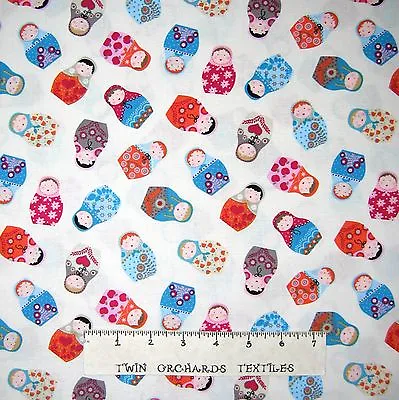 Russian Fabric - Matryoshka Doll Toss Cream C3766 - Timeless Treasures YARD • $9.49