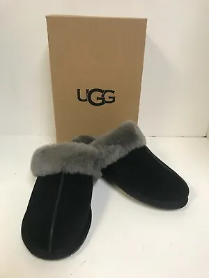 UGG Scuffette II Black/Grey Suede Slippers  • $80.74