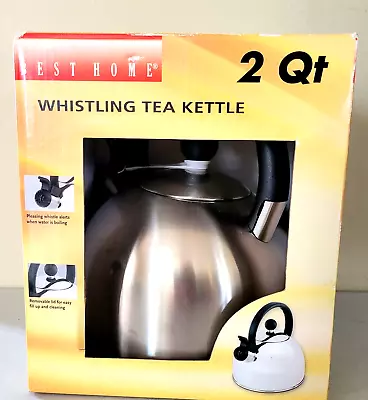 Best Home Stainless Steel Whistling Tea Kettle 2 Qt  (1.9L) Hinged Spout And Lid • $26