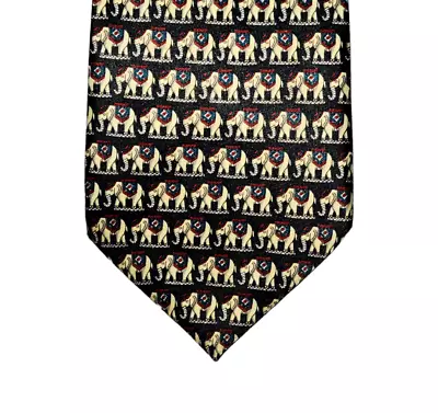 Mercedes High Fashion Necktie Mens Multicolor Black Elephant Animal Print Silk • $8.99