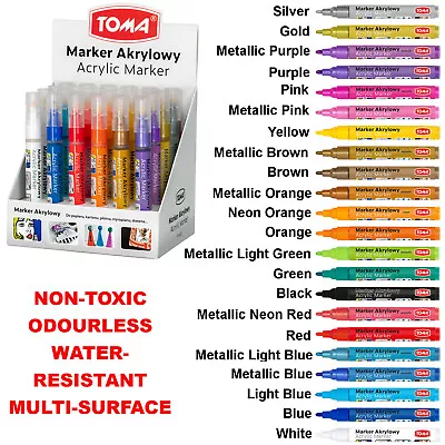 TOMA Acrylic Paint Marker Permanent Pens Rocks Glass Wood Plastic Stone Leather  • £3.69