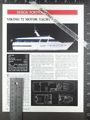1988 1-page FEATURE On Viking 72 Motor Yacht Boat • $12.50