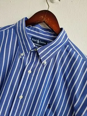 RALPH LAUREN Blake Blue Striped Shirt 3XL 4XL XXXL XXXXL 31.5 Inch P2p • £31.95