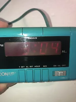 Vintage Conair Tilting Bedside Desk Alarm Clock Teal? Blue Green Works • $19.90