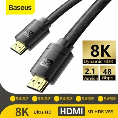$9.99 • Buy Baseus 8K Premium HDMI To HDMI 2.1 Ultra HD Cable 48Gbps High Speed Braided Cord