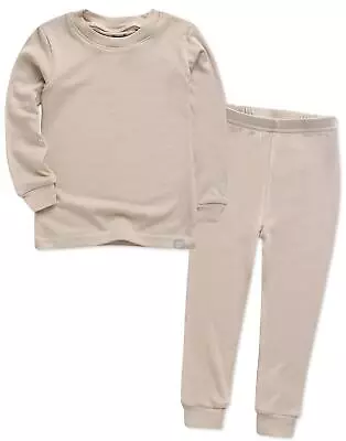 Kids Long Sleeve Modal Sleepwear Pajamas 2pcs Set Modal Beige XS • $36.09