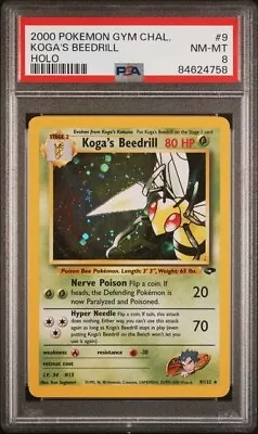 PSA 8 NM-MINT Koga's Beedrill 9/132 HOLO RARE Pokemon Gym Challenge • $39.99