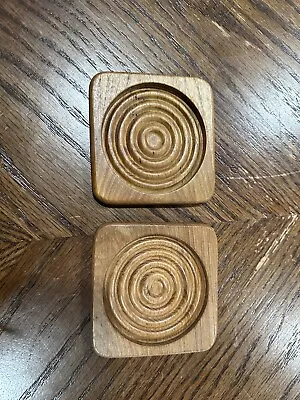 Set Of 2 Genuine Teakwood Modern Coasters With Circle Design • $8