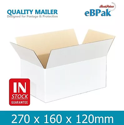 100x Mailing Box 270 X 160 X 120mm Regular White For 3kg Large Satchel B41 • $63