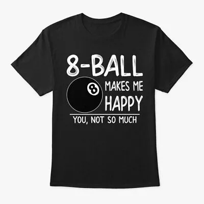 Pool Billiards 8-ball Happy Tee T-Shirt • $21.97