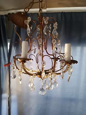 Small Vintage Crystal Chandelier Antique • $125