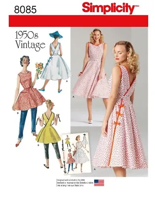 Simplicity Vintage Pattern 8085 Retro 50s Wrap Dress CUT TO SIZE 18 • $7