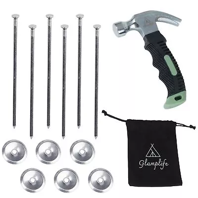 Green Stubby Camp Hammer | 6 Tent Stakes With Hammer | Tent Stakes With Bag |... • $30.48