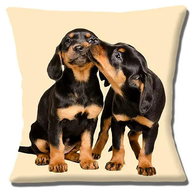 £10.95 • Buy Two Dachshund Puppy Dogs Cushion Cover 16x16 Inch 40cm Cute Pups Kissing Cream