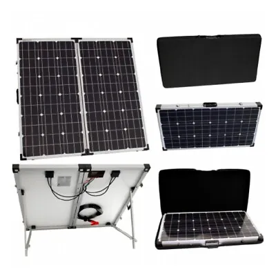 150w 12v Folding Solar Panel Kit W/ Case Camping Campervan Motorhome Boat DC21.5 • £274.99