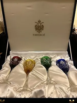 Faberge Crystal Colored Odessa Wine Glasses (4). Stores In Box. Unused • $750