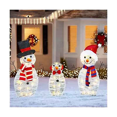 HOURLEEY Christmas Decoration 55 L Lighted Snowman Family Outdoor 3-Piece Wa... • $77.99