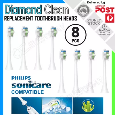 $22.80 • Buy 8pcs WHITE DIAMOND CLEAN Philips Sonicare Toothbrush Compatible Brush Heads AU