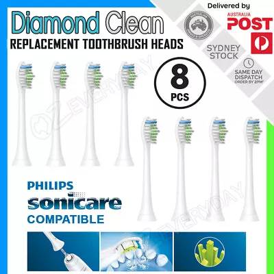 8pcs WHITE DIAMOND CLEAN Philips Sonicare Toothbrush Compatible Brush Heads AU • $18.90