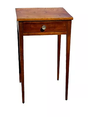 Tiger Maple & Cherry Antique 1 Drawer Side Table Work 1820 Federal Country • $350