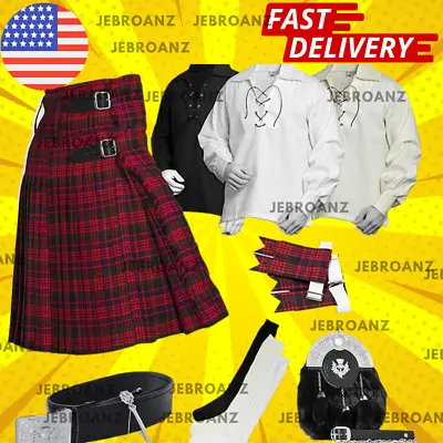 MACDONALD Tartan Kilt Set-08 Pieces Kilt Accessories For Men-Scottish Outfit • $119.99