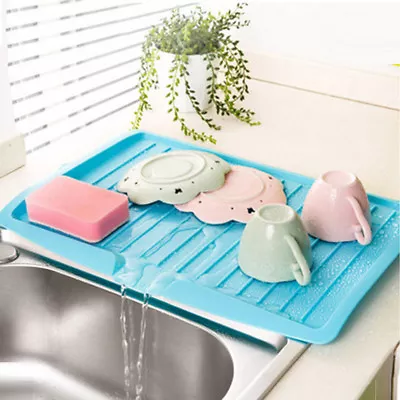 Kitchen Worktop Dish Drainer Drip Tray Large Drying Rack Holder White Plastic ZA • $20.41