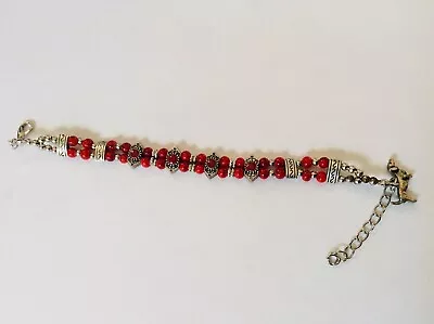 Red Beaded Bracelet With Dachshund Charm • $1.95