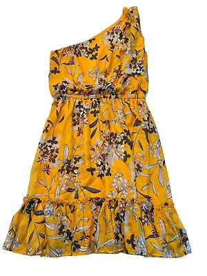 Shoshanna Womens Silk One Shoulder Floral Carmela Dress Yellow Size 2 • $19.99
