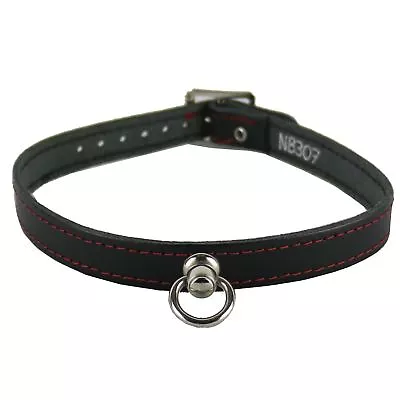 Leather Chocker Red Stitch Wih Swivel Ring Leather Neckband NB307 • $6.21